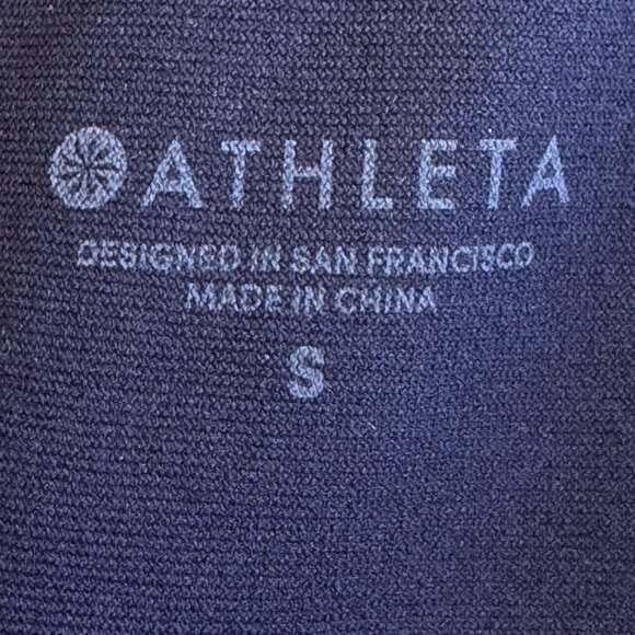 Athleta Tangier Cutout One Piece Swimsuit Navy Blue and White Print Halter Smal - Picture 9 of 11